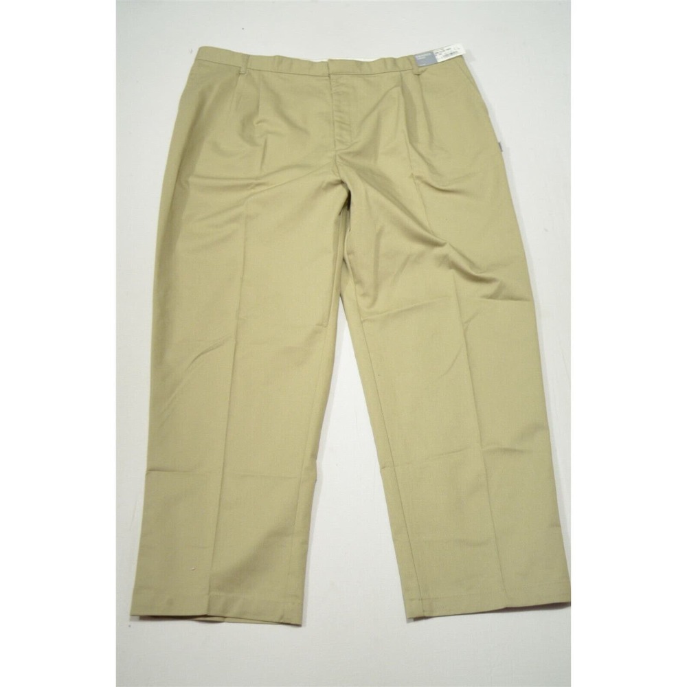 NEW Dennis 44 x 31 Khaki Pleated Front Uniform Chino Pants‎